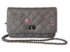 CHANEL Reissue Space Charms Metallic Canvas Fabric 2.55 Rare Wallet on Chain WOC