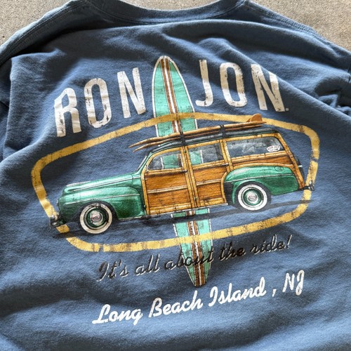 SET 2er-Pack Ron Jon Y2K Grafik Surf Langarm-T-Shirts grau blau Größe Large - Bild 4 von 10