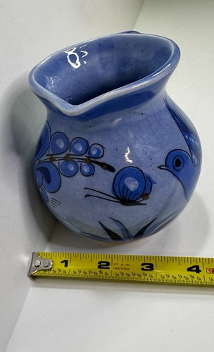 Vintage mexikanische blaue Keramik Kanne Krug handbemalt Vogel & Blumenmuster - Bild 12 von 12