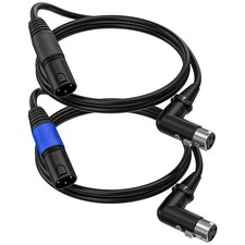 2 Pack 0.5 ft Right Angle XLR Cable 90-Degree Female to Straight Male Cord