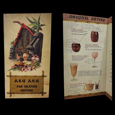 Aku Aku Las Vegas Tiki Drink Menu w/Original Recipes Reprint