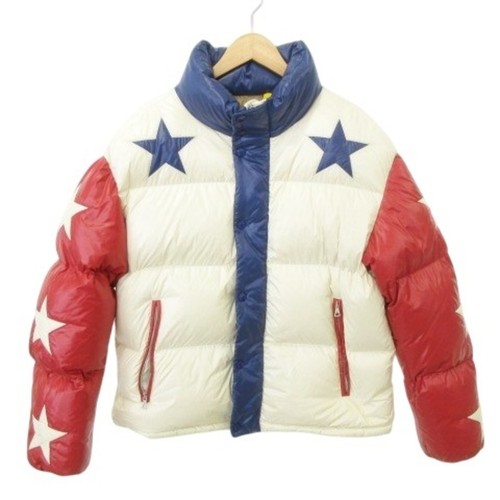 MONCLER Palm Angels 22AW Multicolor Star Logo Nylon Down Jacket M-L #EI BGA - Picture 2 of 9