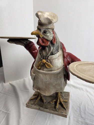 Bill Huebbe '92 Signed Lg Rooster Chicken Chef Display Stand - Picture 2 of 13