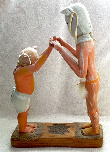 Larry Walley Hopi 1993 doble Kachina *Sátira de payasos navajos* envío gratuito - Imagen 3 de 9