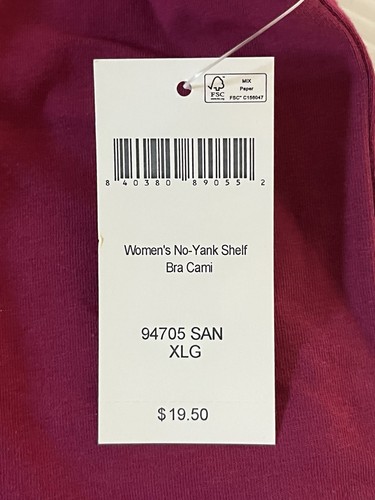 Duluth Trading Women's No-Yank Shelf Bra Cami Tank/Sangria Size XLG ~ NWT - Picture 7 of 10