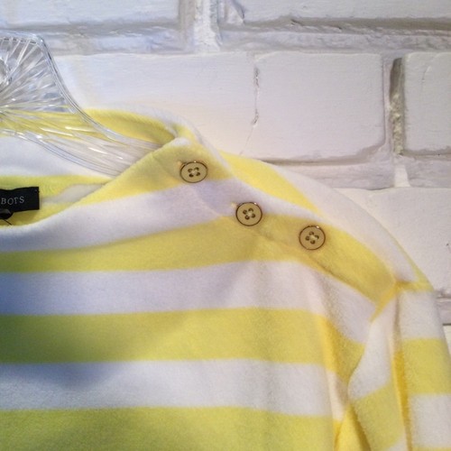 Talbots Women's XL Yellow White Striped Long-Sleeve Mock Neck Top NWT - Picture 3 of 8