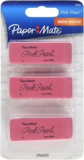 Paper Mate Pink Pearl Erasers Medium 3 Count