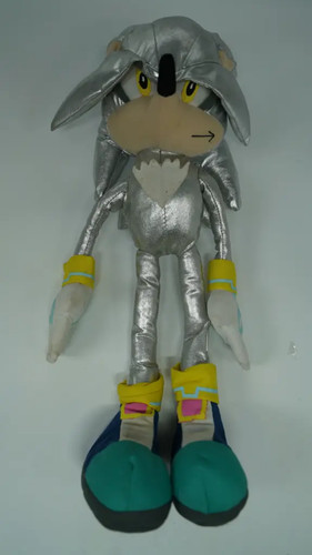 Juguete de peluche Sonic the Hedgehog plateado coleccionable personaje de Sega muñeca de peluche