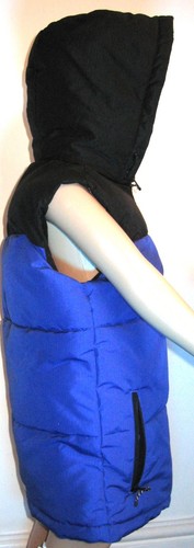 Gilet imbottito F&F bambino taglia 8-9 anni blu/nero con cappuccio senza maniche pre indossato - Foto 4 di 9
