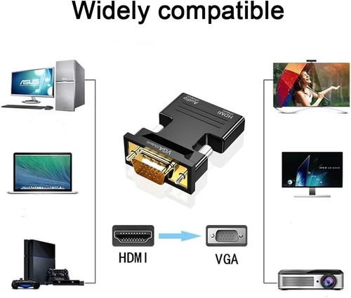 VGA INPUT to HDMI OUTPUT Video Audio Converter Cable Adapter 1080 For TV PC DVD - Picture 3 of 8