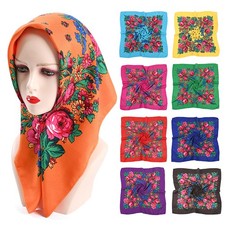 70 70cm Russian Floral Scarf Ethnic Pattern Shawls Square Head Scarves Bandana