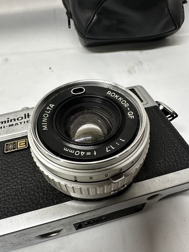 Minolta Hi-Matic E S Silver 35mm FilmCamera 40mm F 1.7 With Case - Picture 5 of 6