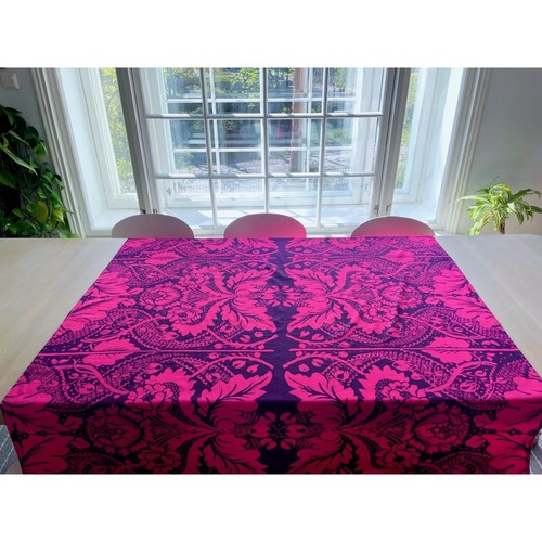 Vintage Marimekko Stoff Tischdecke, Rosa Barock Blumenmuster, Finnisches Design - Bild 2 von 9
