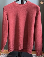 MALO 100 CASHMERE HEAVYWEIGHT CREWNECK CHUNKY SWEATER PULLOVER RED 900