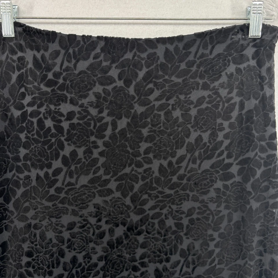 DKNY Falda L Mezcla Rayón Terciopelo Floral Burnout Lápiz Recto Maxi Negro De Colección Foto 4 de 4