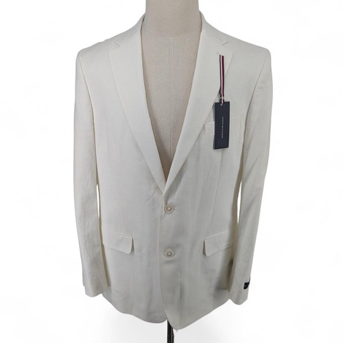 Tommy Hilfiger Herren Modern Fit 100% Leinen Sport Mantel Blazer Jacke Weiß 38 S - Bild 3 von 8