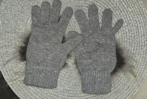 Linda Richardson Wool Fur Angora Gloves Women Ladies Ski Luxury Immaculate Gray - Picture 5 of 7