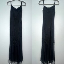 Vintage Xscape | Y2K Beaded Black Maxi Dress Whimsigoth Sheer Overlay Prom 4