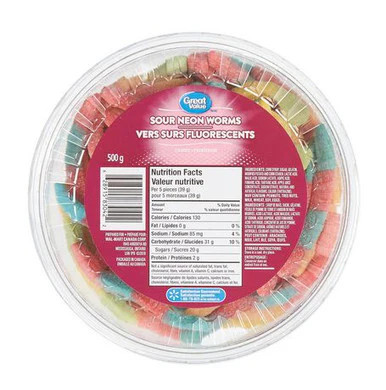 Grande valore, Vasca di vermi gommosi al neon acidi, 500 g/1,1 libbre - Foto 1 di 4
