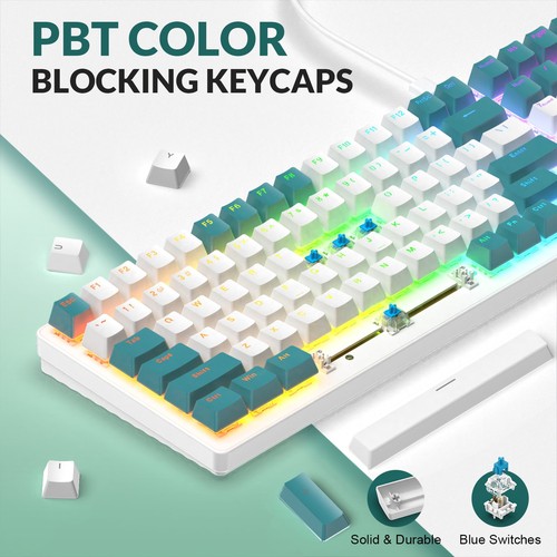 Mechanische RGB-Gaming-Tastatur mit Kabel und Nummernblock, PBT für Laptop-PC - Bild 3 von 14