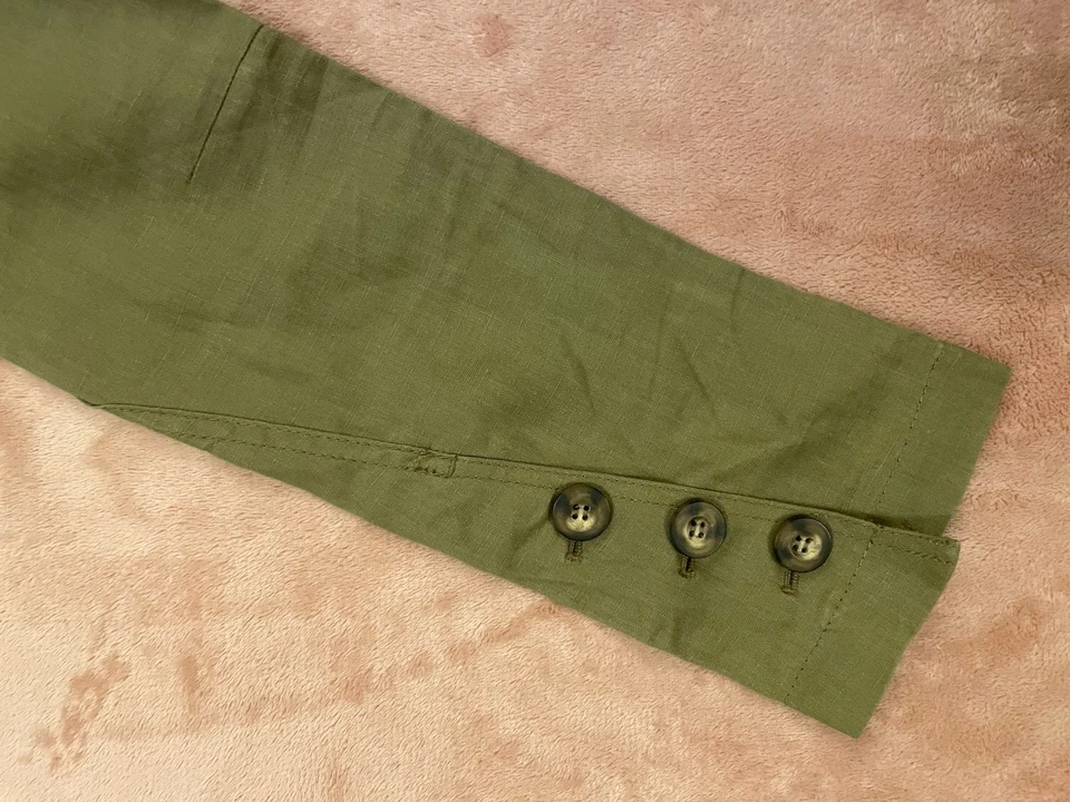 ‘MEXX’ WOMEN’S OLIVE GREEN LINEN SELF BELTED JACKET 8 - Image 4 of 4