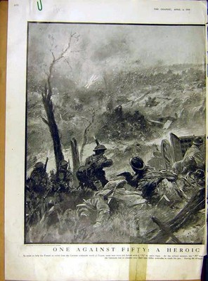 Original alter Vintage Druck Battle Noyon French German Troops Siers Ww1 1918
