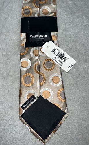 Van Heusen Herren Krawatte Braun Kreis Muster Seide Neu Mit Etikett - Bild 2 von 5