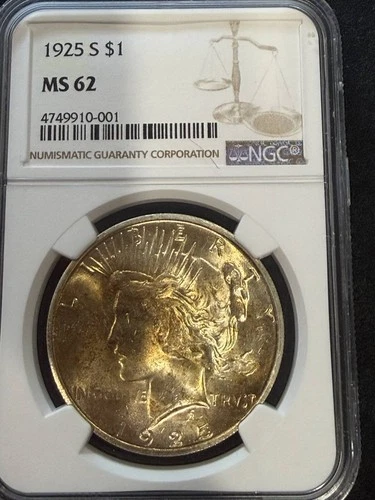1925 S Peace Silver Dollar NGC MS-62