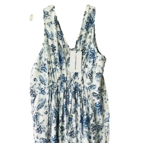 Maxi Vestido Lucky Brand Boho Azul y Blanco Floral Ditsy Talla Grande 3X ¡¡Nuevo!!! - Imagen 10 de 10