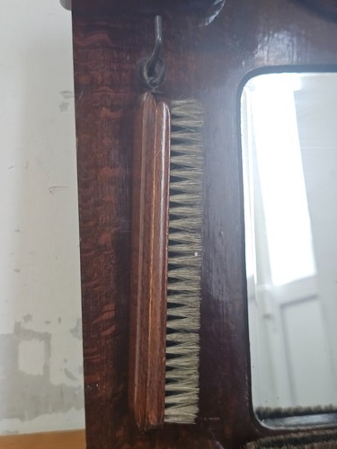 Vintage Holz Kleiderbürste Set auf Wandbehang Plakette mit Spiegel Barometer Atco - Bild 21 von 24