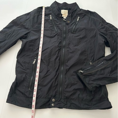 Diesel Black Jurlo Biker Windbreaker Lightweight Zippers Nylon Moto Jacket XL - Picture 4 of 9