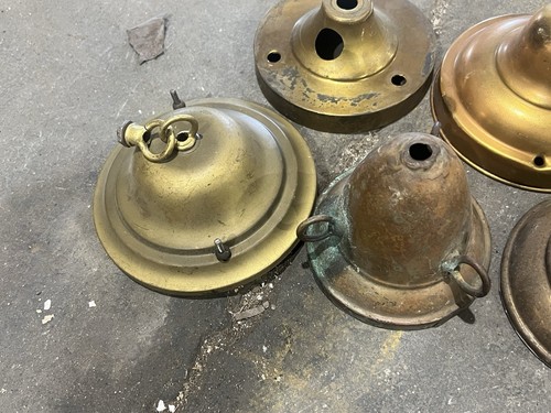 Lot of Antique Brass Canopy Canopies Parts Lighting Salvaged - Picture 2 of 11
