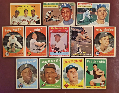 1950s Topps Lot (12) Mays Kaline Cepeda Doby Minoso Fox Colavito MORE! L/M Gr