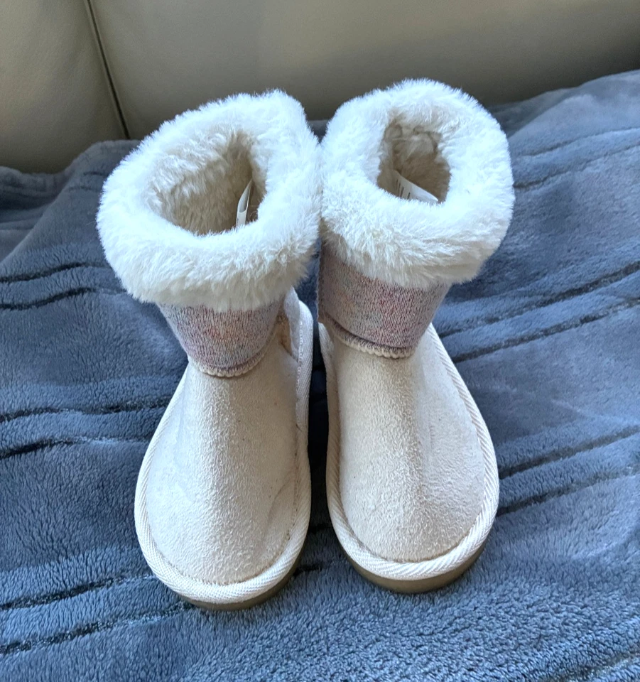 Baby девочек теплый ботинок ботинки - бежевый искусственного меха подкладка - размер 5 - свет вверх - Изображение 3 из 4