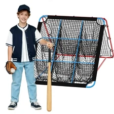 Dual-Sided Baseball Rebounder Net w/12 Angles 9 Target All-in-One Pitching Net