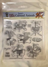 Janies Carousel Animals Rubber Stamps 12 Hot Off The Press Inc.  Whimsicle Cute