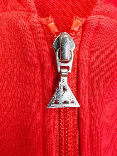 Le Coq Sportif Size Medium Red Men Full Zip Embroidered Chest Logo Cotton Hoodie - Picture 7 of 10