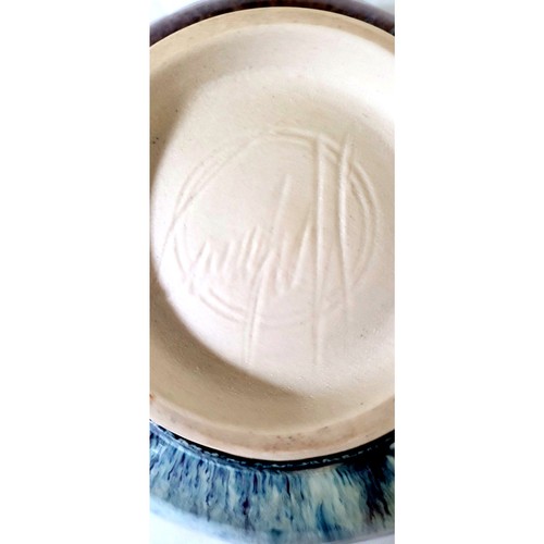 BILL CAMPBELL Drip Glaze Pottery Tulip Bowl Signed --9 In. wide-BEAUTIFUL!!! - Picture 6 of 8