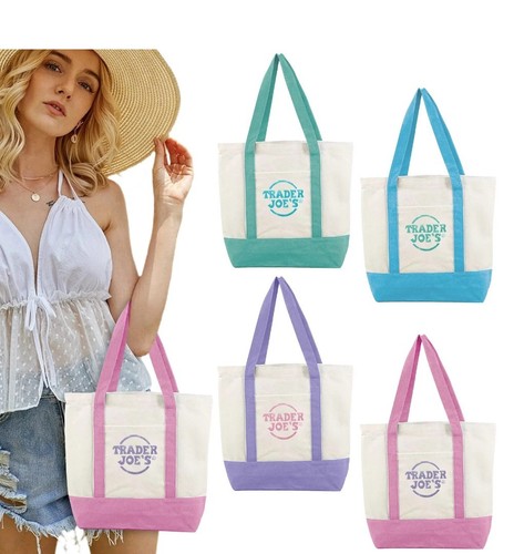Trader Joe’s Mini Pastel Canvas Tote Bag Set Of 4 Colors Limited 2025 New W/ Tag