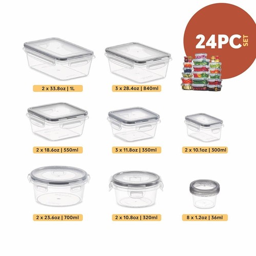 24 Pcs Airtight Food Storage Container Set - BPA Free Clear Plastic Kitchen a... - Picture 2 of 7