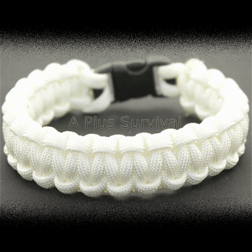 Bracciale Sopravvivenza Corda Emergenza Paracord Bianco 9 Piedi 7 Fili 550 LB - Foto 1 di 2