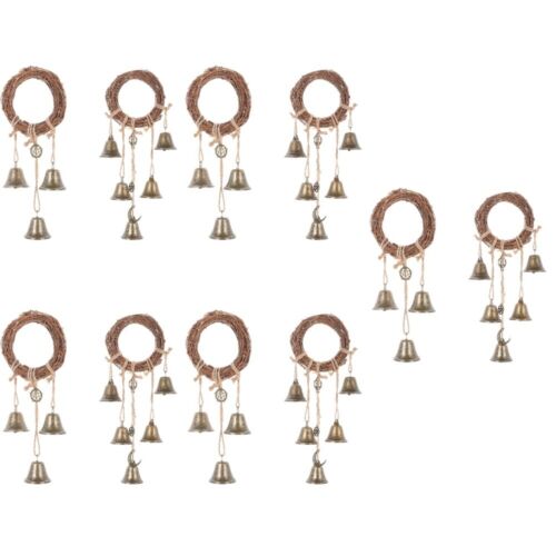 10 Pcs Wind Bell Door Chime Bells Wall Wreath Rattan Ring Chimes