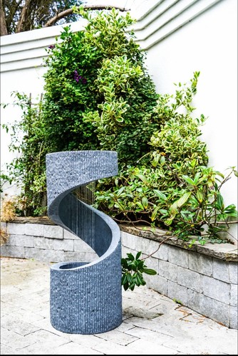 Outdoor Spiral Water Feature in Cement with LED Lighting - Free UK Delivery - Picture 2 of 8