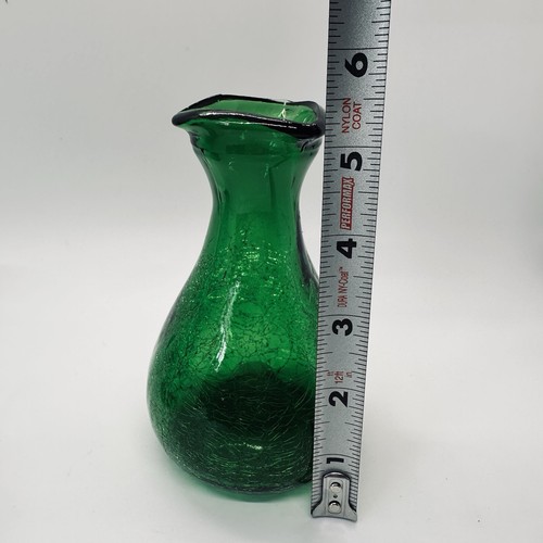 VTG MCM Lot Of 3 Crackle Glass Colorful Handblown Art Glass Mini Pitchers/Vases - Picture 8 of 21