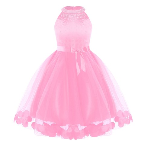 Girl Princess Dresses Sparkly A Line Petal Wedding Party Prom Mesh Tulle Dancing - Picture 32 of 52
