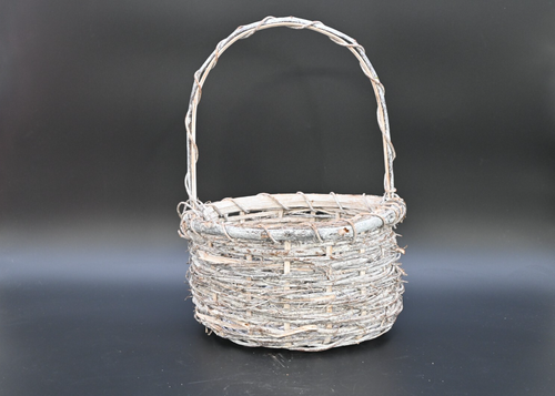 Cesta de mimbre vintage ramita blanca chippy y canasta de vid mango largo - Imagen 1 de 10