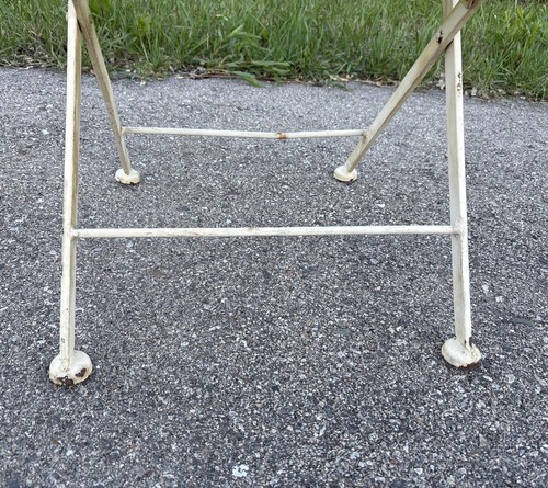 Unique Vintage Folding Chair Wrought Iron Cast Metal Wicker For Repair Victorian - Picture 18 of 23