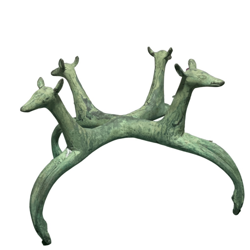 Mid Century Modern Vintage Cast Bronze Deer Form Stand Sculpture
