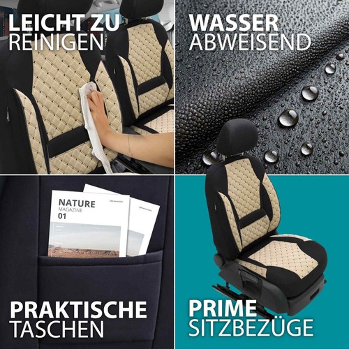 2x Sitzbezüge passend für Lancia Voyager ab 2011-2015 in Schwarz-Beige | PRIME - Bild 12 von 13