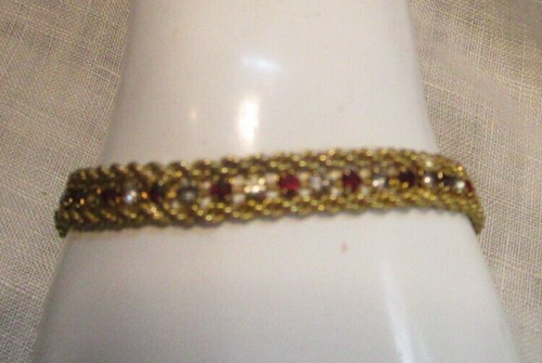 3 Row Chain Bracelet Multicolor Rhinestone Center Row Retro - Bild 8 von 11